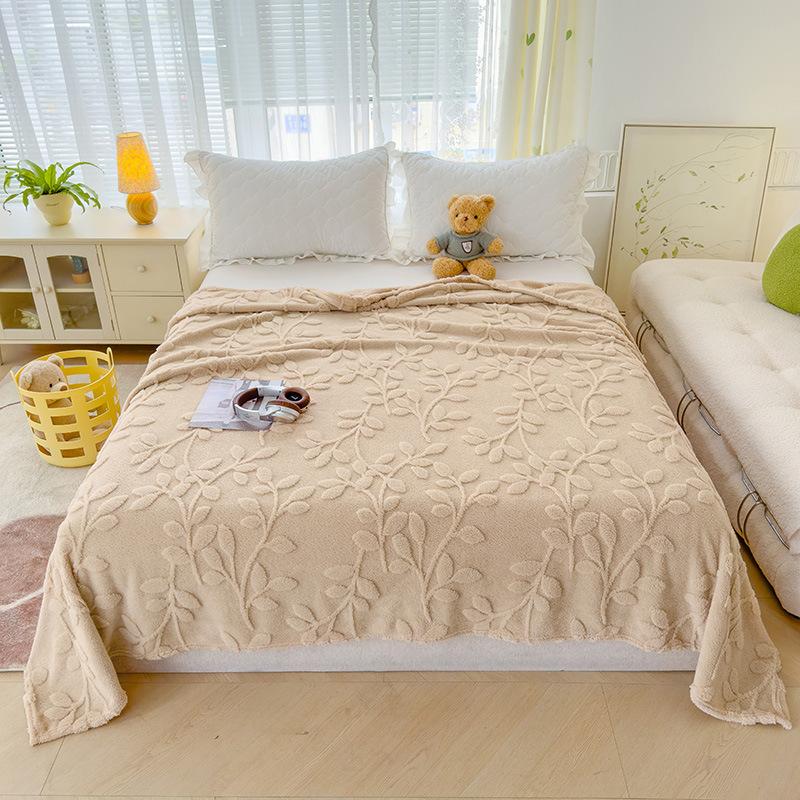 2024 New Fortune Tree Tafu Velvet Solid Color Jacquard Multifunctional Blanket Nap Office Blanket