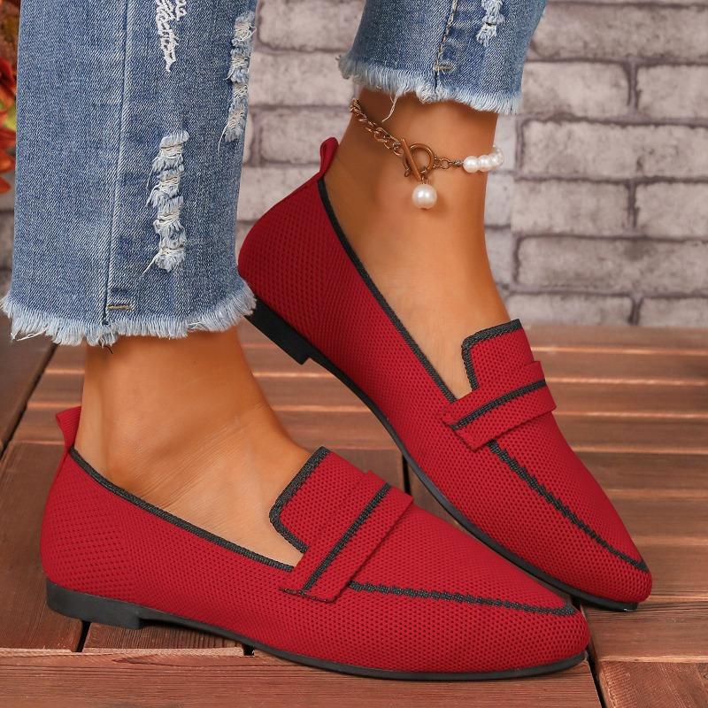 Large size flat shoes women's spring pointed fashion flying weaving shallow mouth one pedal casual foot shoes