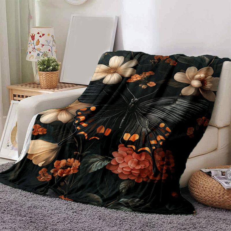 1 Stück Leichte Flanelldecke mit Schmetterlingsdruck, Bequeme und Warme Decke, für Camping Sofa Bett und Couch Büro, Geschenk