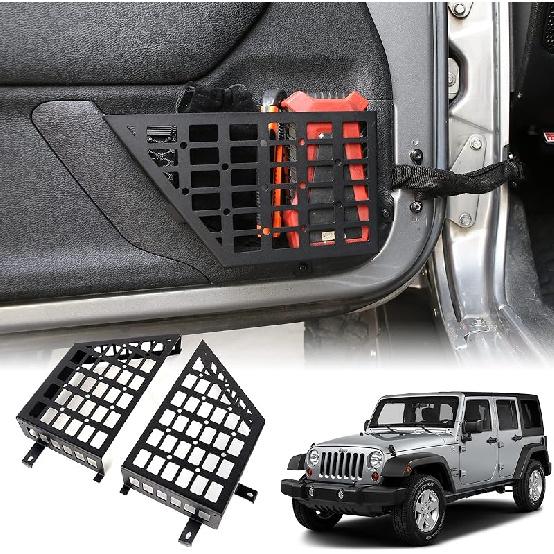 Door Pockets Storage Compatible With 2007-2018 Jeep Wrangler JK JKU 4 Door Metal Side Ert Organizer Box Replace Sagging Net