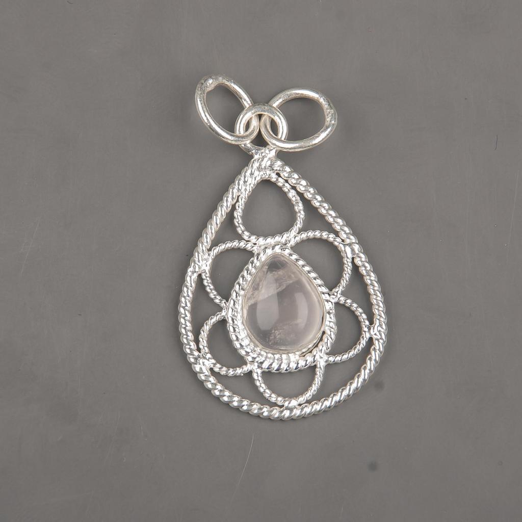 Rosenquarz Schmuck, 925 Sterling Silber Anhänger, handgefertigter Edelsteinschmuck, Geschenke für die Frau, brandneuer Anhänger