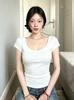 [Keren Cotton Modal] Korean Front and Rear Two Wear Embroidered Tops Women's Lace Hollow Slim-fitting Short-sleeved T-shirt