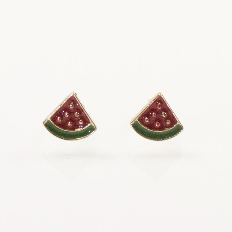 

Silver needle new trendy temperament watermelon stud earrings women s niche design fruit earrings personalized watermelon earrings золотий