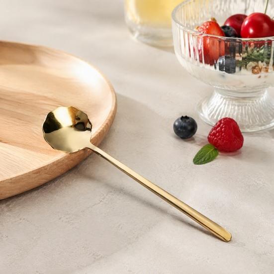 304 Stainless Steel Cutlery Lace Dessert Spoon, Coffee Stirring Spoon for Kids Kids, Metal Teaspoon Home Kitchen Cafe Use Elegant Gift Spoons Friends
