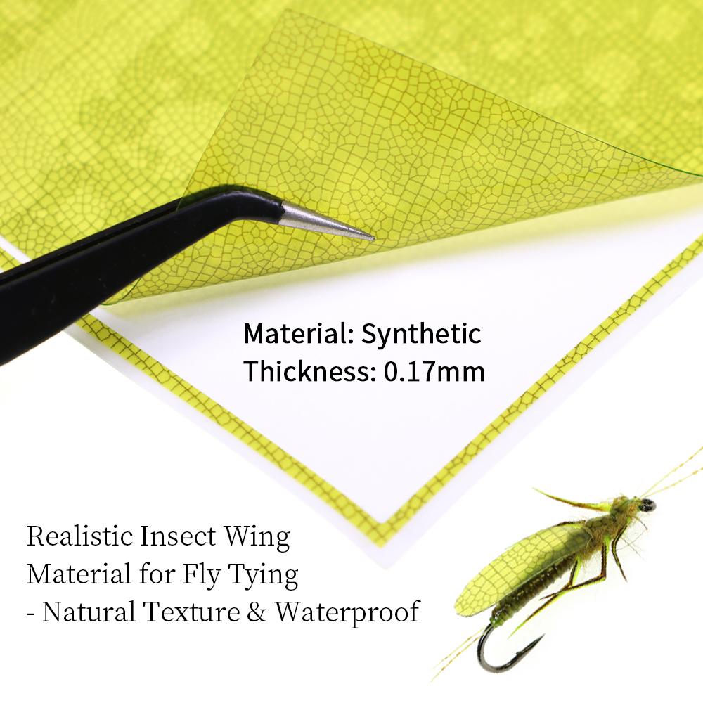 Matériau d'aile d'insecte réaliste - Biomimétique et imperméable - Enveloppe corporelle pour le montage de mouches - Pour les nymphes, les éphémères, les plécoptères, les leurres de pêche pour la truite et l'ombre
