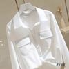 Women Autumn Textured Pocket Shirt