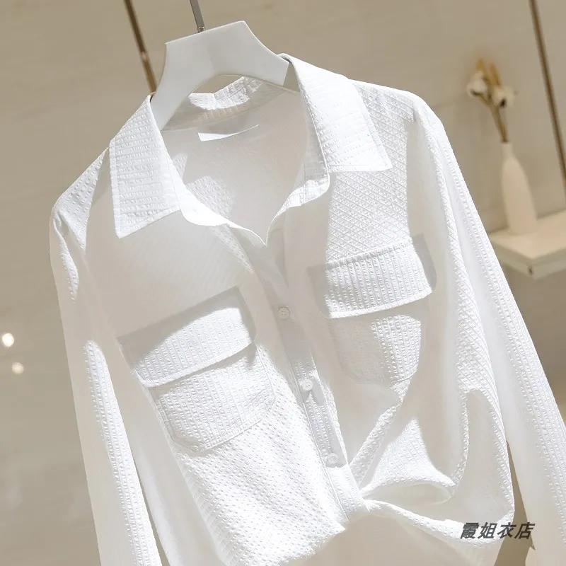 Women Autumn Textured Pocket Shirt