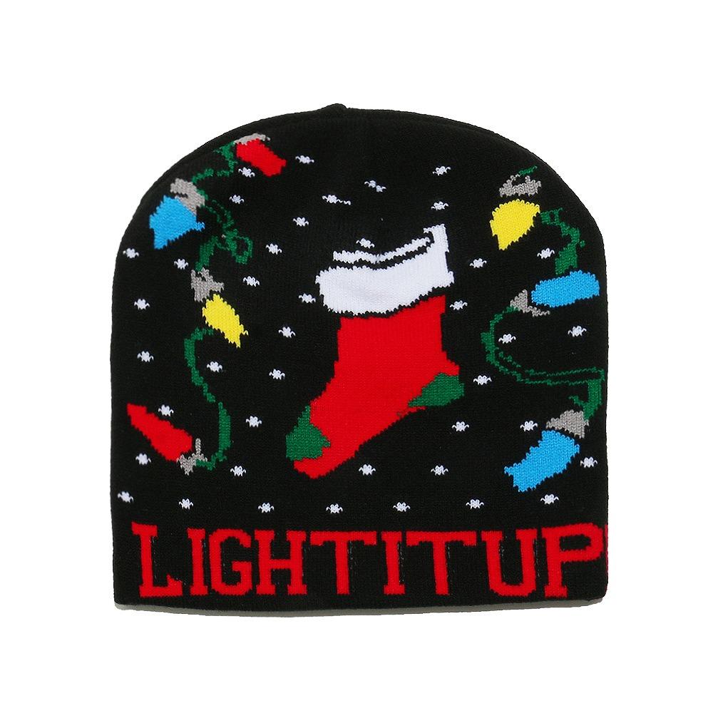Reindeer Red Knitted Woolen Hat Christmas Tree Pullover Cap Santa Claus Beanie Hat  Women