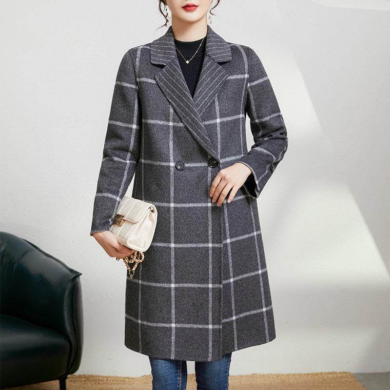 

Новое женское пальто в клетку из шерсти в британском стиле 2025 года – средней длины, двустороннее, свободного кроя. XL (127-135 lbs)