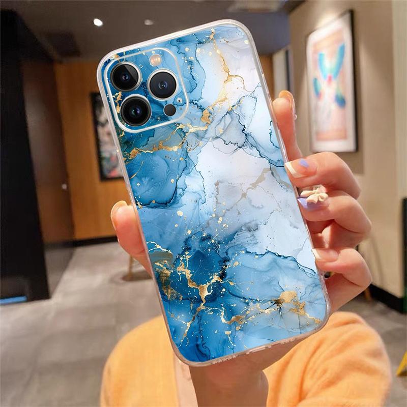 Phone Case Carcasa Funda For iPhone 16 15 13 14 11 12 Pro Max 16 14 12 13 Pro 15 Plus 16E Marble Case