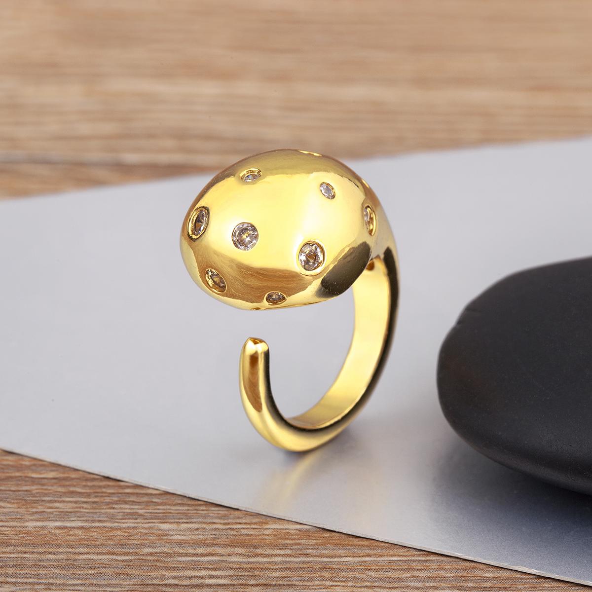 

Nidin New Trendy Copper Micro Inlaid Zircon Charm Open Rings Adjustable For Women Men Punk Rock Style Finger Jewelry Accessories resizable золотой