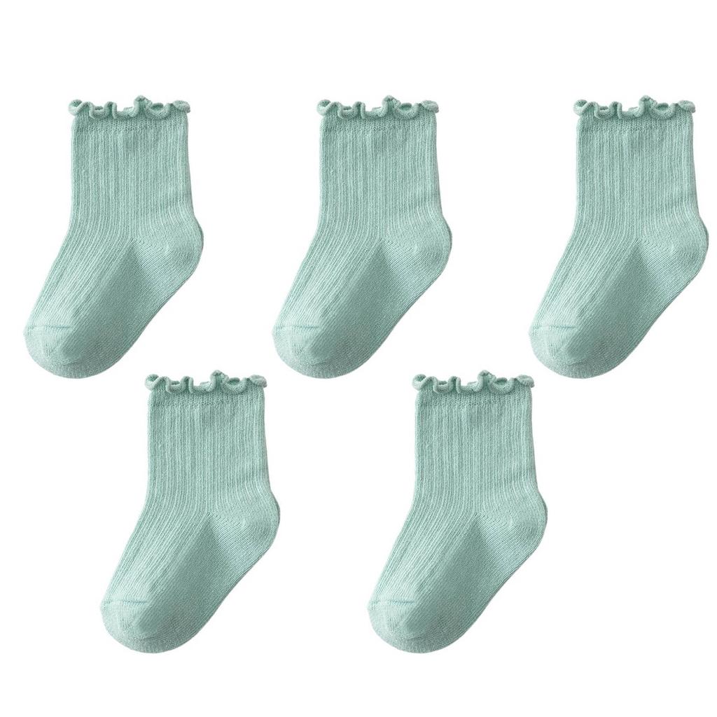 5 Pairs Infant Newborn Baby Anti-Slip Socks 5colored Bear Print Baby Girl Cotton Socks Solid Autumn Toddler Boys Knee Floor Sock