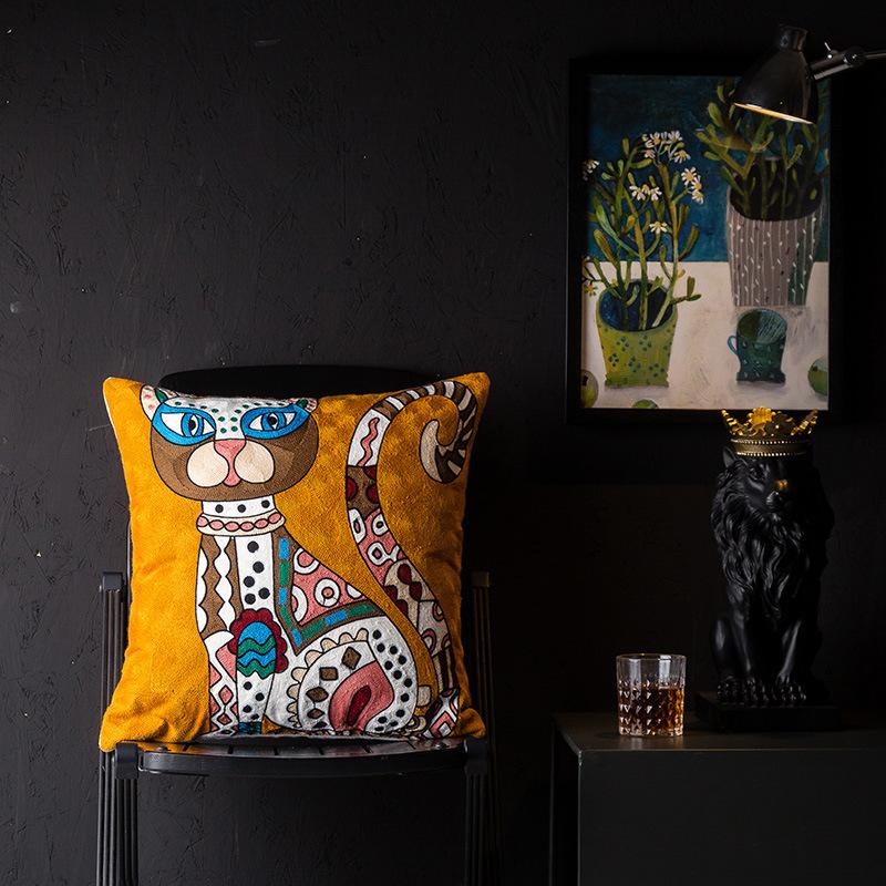 Christmas Picasso European and American Style Abstract Cushion Cover Living Room Sofa Embroidered Cushion Bedside Pillow Cover