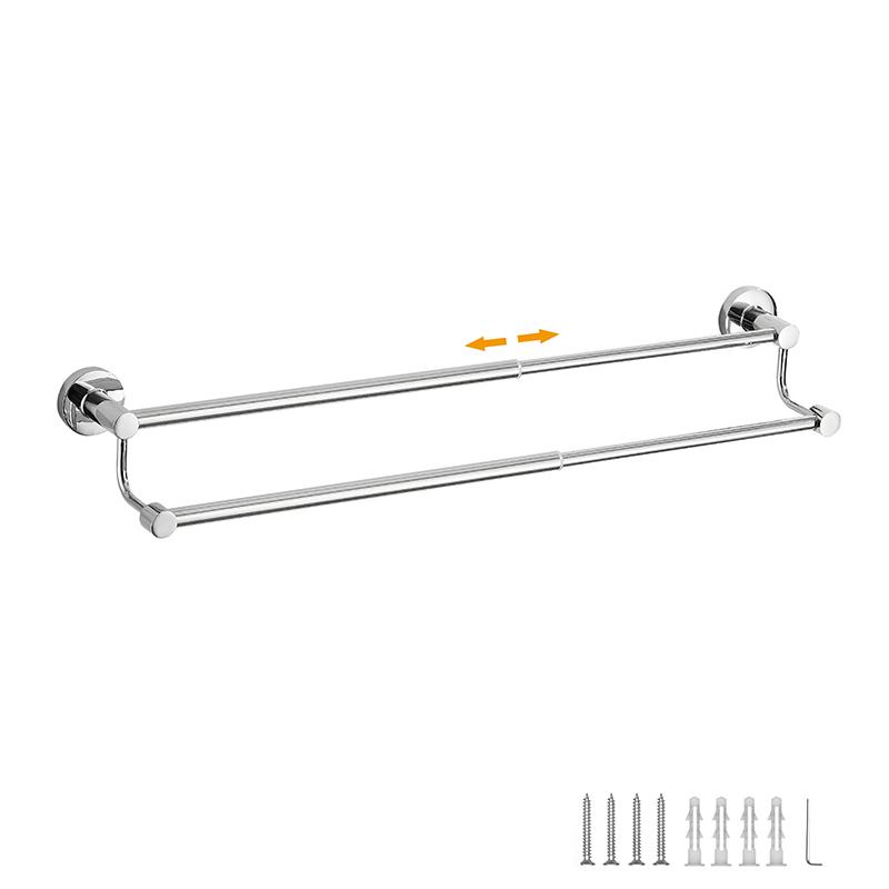 Bathroom Retractable Towel Double Bar Black, Chrome Towel Rack Extended Drying Towel Hanging Bar Gold, Nickel EL81024D