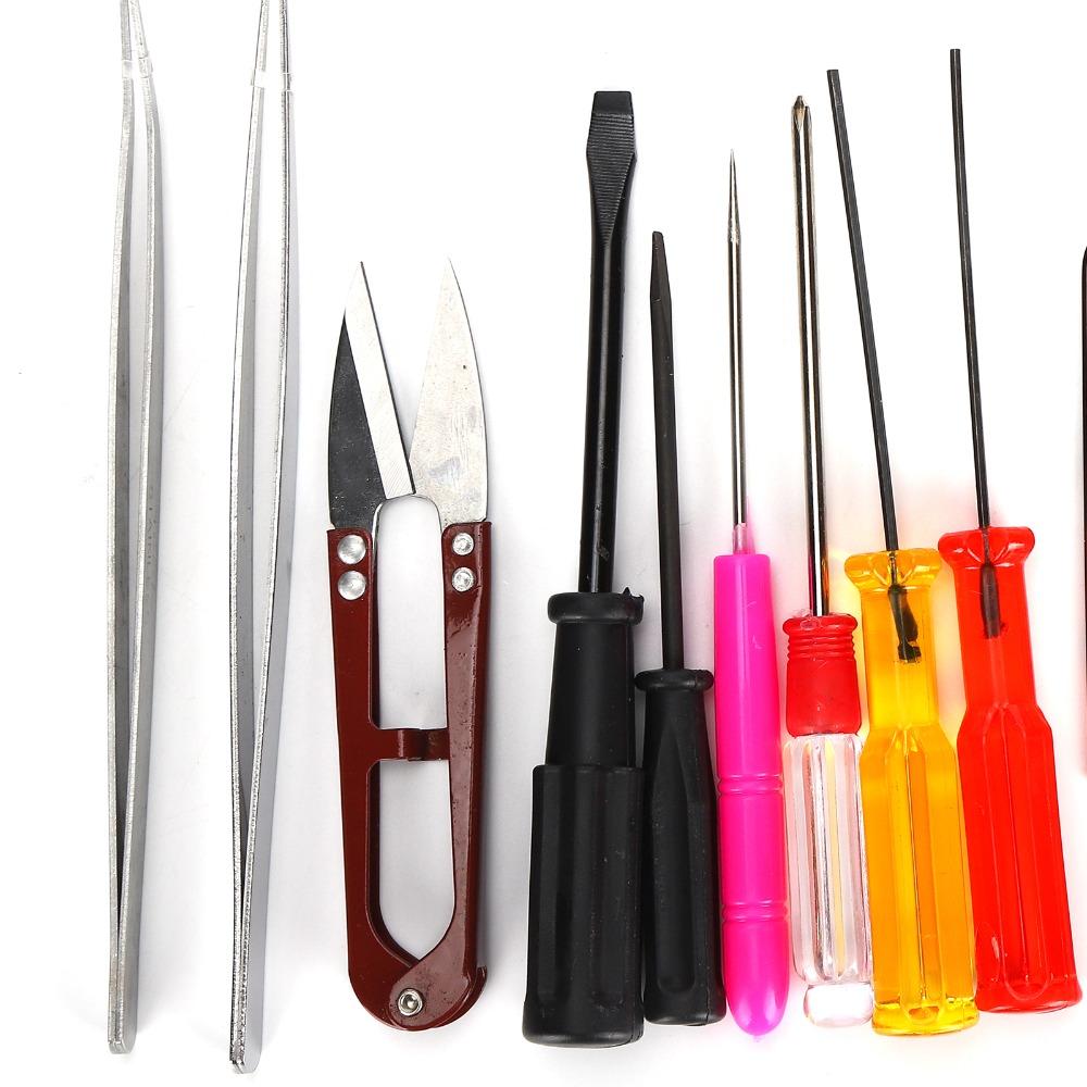 14pcs Straight Tweezers Overlock Machine Tool Curved Tweezers Hex Wrench Sewing Machine Cleaning Kit Slot Screwdriver