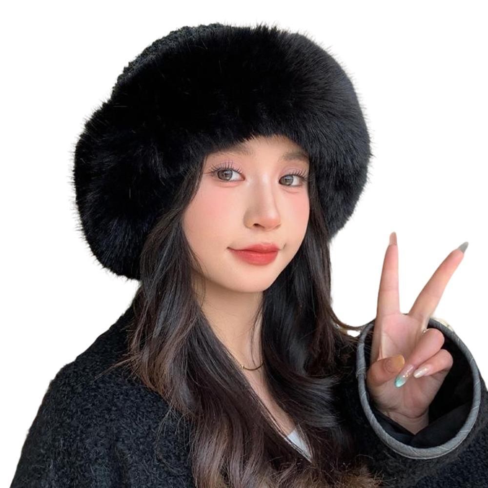 Warm Winter Plush Hat Thickened Ear Protection Hat Trendy Knit Hat  for Women
