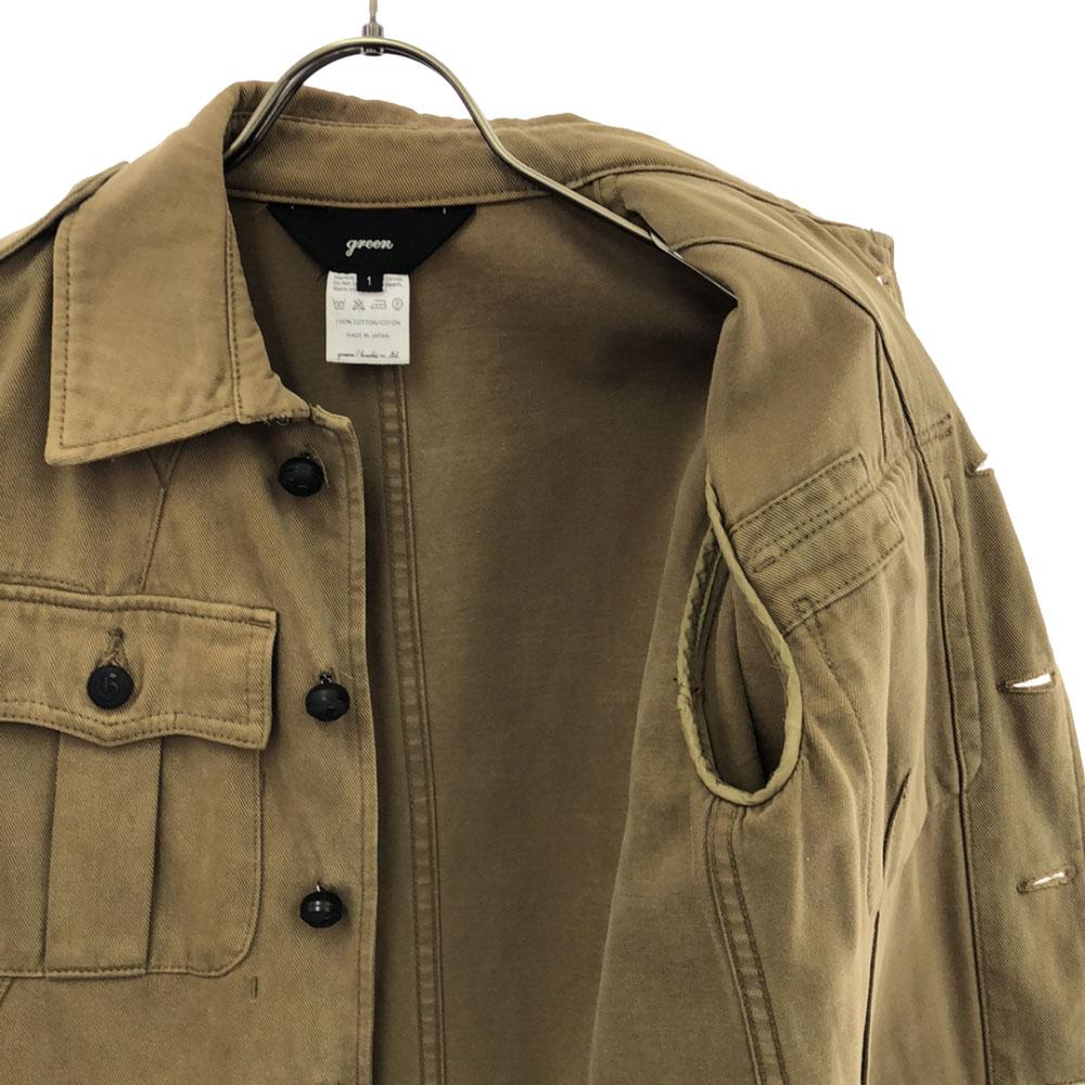 green made in Japan coat 1 Brown With epaulettes Women Used