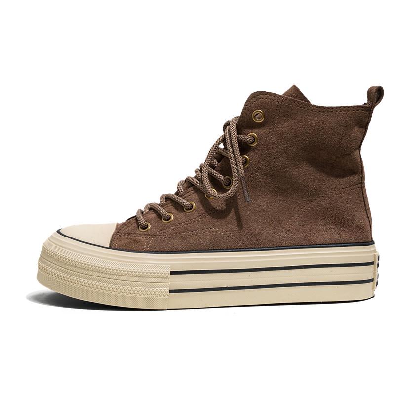 2025 Men's Retro High-Top Canvas Sneakers with Thick Sole for Height Boost - Versatile Casual Shoes for Spring