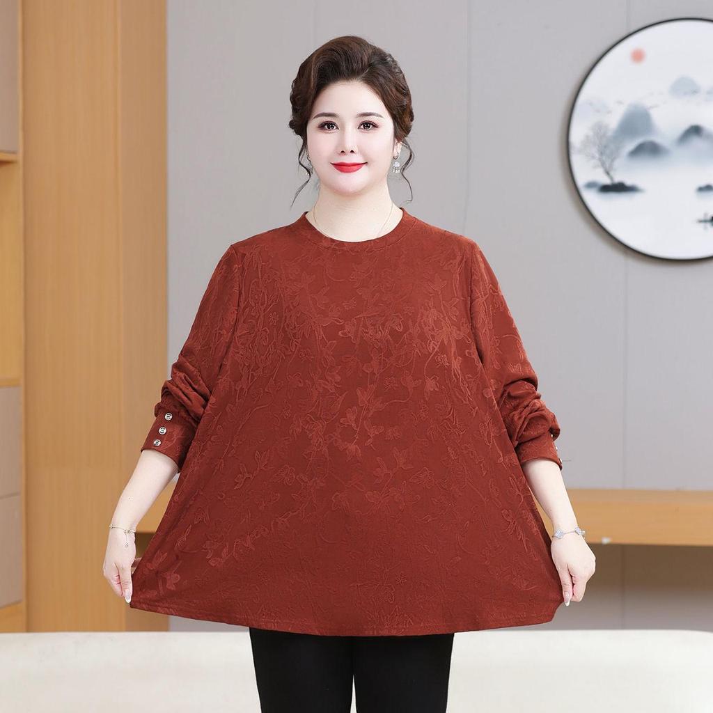 Winter Velvet Thickened Base Layer Shirt for Middle-Aged and Elderly Women - Extra Large Warm Sweatshirt for Grandma