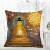 Buddhism Cushion Cover Comfort Daily Washable Linen Soft  for Sofa Bed Home Room Decor