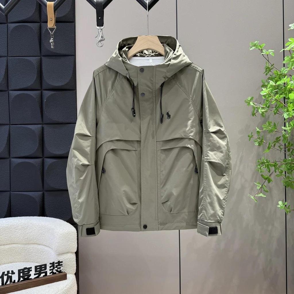 2025 Spring Men's Versatile Hooded Windbreaker Jacket Coat – Trendy Workwear Style for Autumn