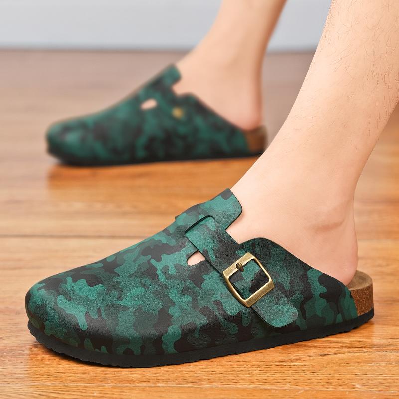Summer Outdoor Sandals for Men Women Slippers Shoes Cork Clogs Comfort Footbed PU Leather Mules Slip On Indoor Outdoor