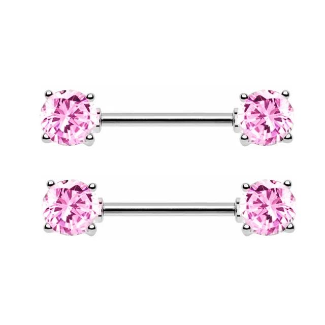 Rosa Herz Brustwarzenpiercing Stange Set Glänzende Kristall Brustwarzenringe Großpackung Für Frauen Blume Brustwarzen Schmuck Packung Piercing Teton Mengen