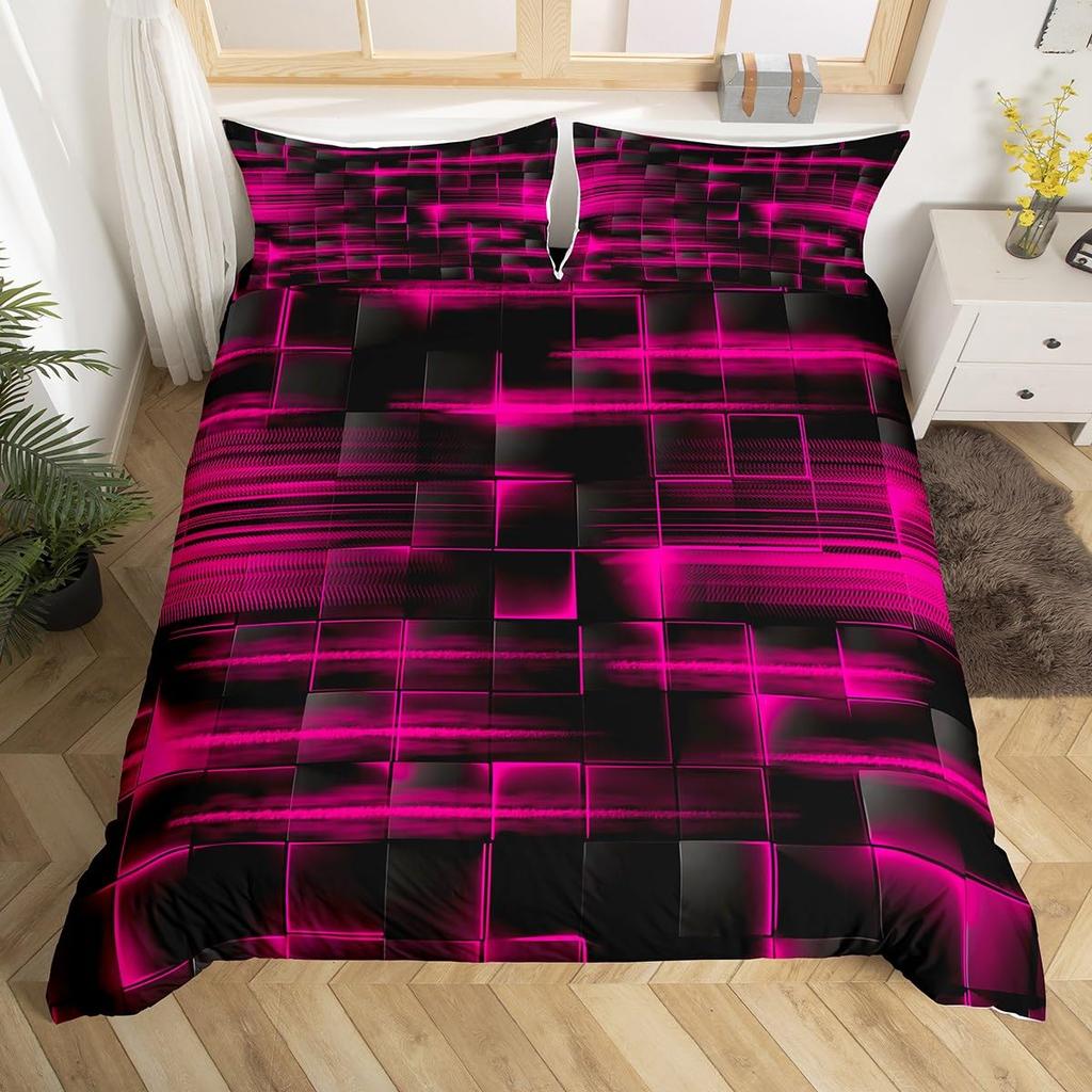 Blå Svart Påslakan King Queen Size Pojkar Flickor Geometri Sängklädesset Geometriskt Täcke Örngott Set Modernt Abstrakt Quiltöverkast