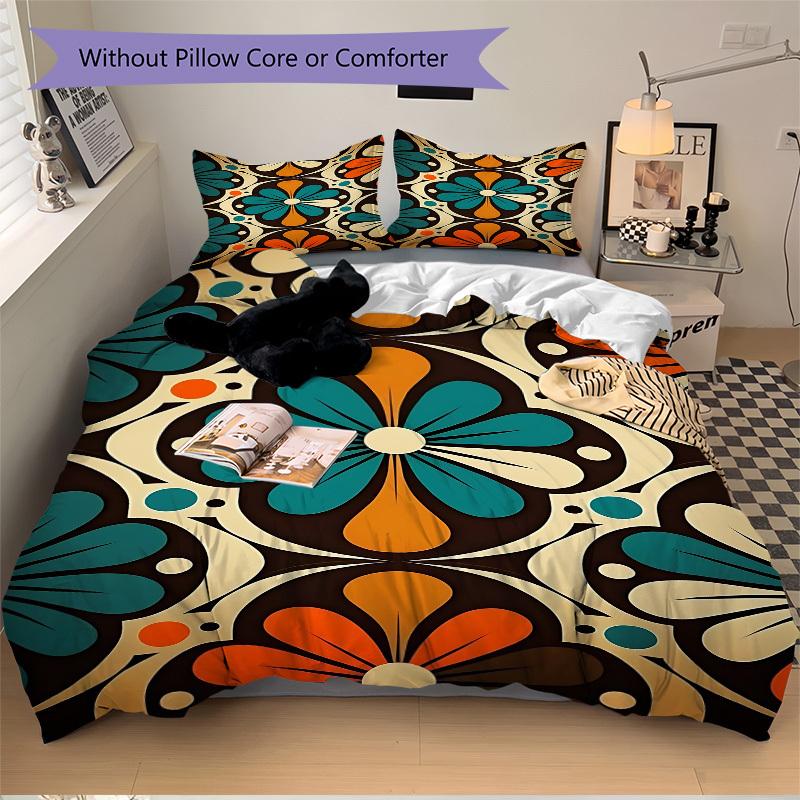 3pc Floral Pattern Cover Set - 1 Quilt Cover + 2 Pillowcases, All Seasons Bedroom Setting, Perfect for Home036