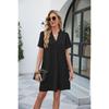 Summer Satin V Neck Sexy Loose Dress, Casual Fashion Office Wear for Women, European American Style