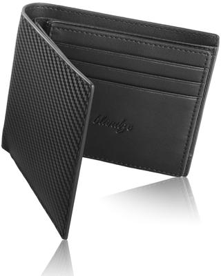 BLANZE Bifold Gloss Carbon Perfect for Day and Men's Wallet, Leather, Compact, Father's Father's Day, Small, Two-Fold (Black)