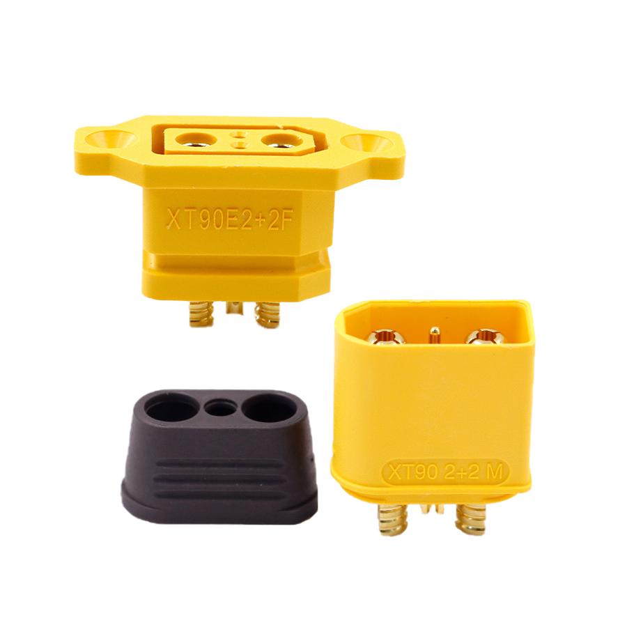Original Amass XT90E 2+2 Female XT90E (2+2)-F 4Pin Panel Mount Connector Works with XT90I-M Xt90(2+2) Male Plug
