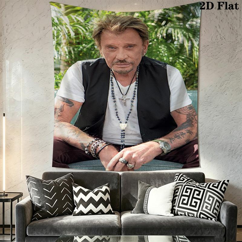 Johnny Hallyday Legend Music Tapestry Background Cloth Fashion Print Homestay Soft Decoration Tapestry Soft Wall Decoration
