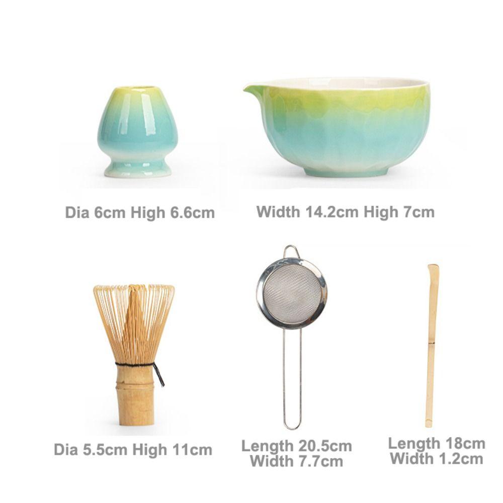 5pcs New Ceramic Japanese Matcha Tea Set Reusable Food Grade Matcha Whisk Set Bamboo Whisk Teaspoon Tea Sets