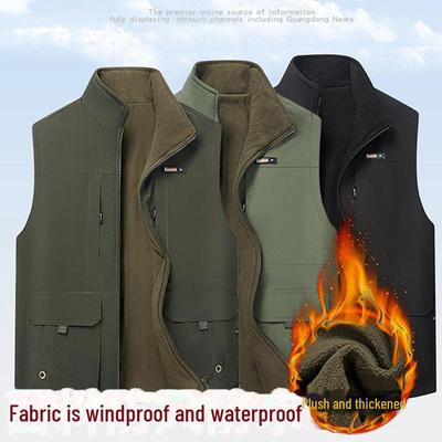 Herren Winter Plus Samt Multi-Pocket Outdoor Angeln Papa Weste