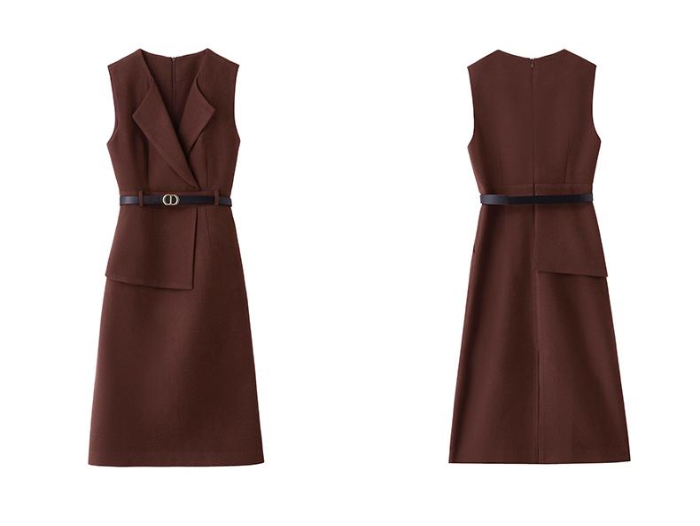 Set Vestă Tricotată & Rochie Lungă de Modă Femei Primăvara Devreme 2025