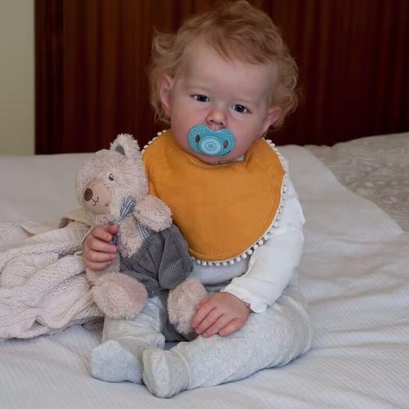 Huge Size 70cm Lifelike Reborn Baby Doll Liam Exquisite 3D Color Painted Alive Newborn Doll Soft Touch Cotton Body Rebirth Doll with Rooted Curly Hair