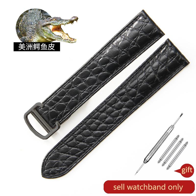 Waterproof Sweatproof Dainty Genuine Leather Watch Strap for Cartier Tank Solo Series Crocodile Watchband 17 22 25mm Balck Brown