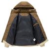 Men's Winter Color Block Hooded Jacket – Windproof Cotton Padded Coat with Plus Velvet Lining