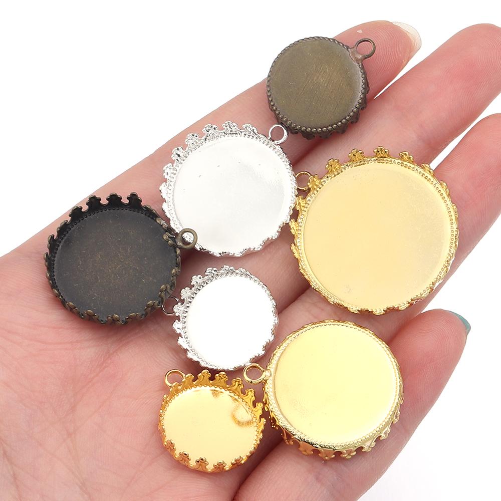 10pcs15/20/25mm Metal Round Cabochon Base Tray Bezels Blank Setting Supplies For Jewelry Making Findings DIY Bracelet Pendant
