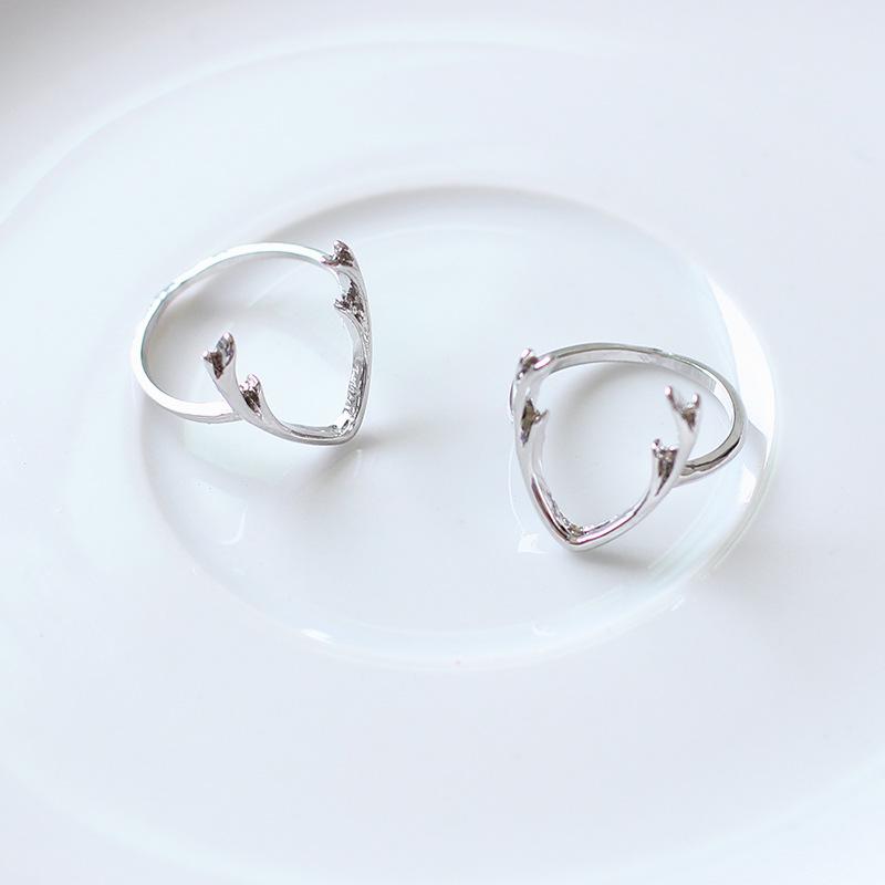 

Europe, America, minimalist joint ring, alloy smooth antler couple ring, simple ring bright срібний