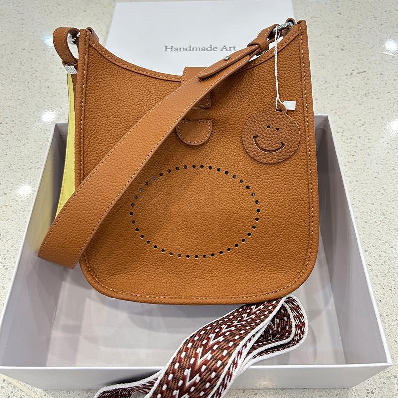 Genuine Leather Evelyn Crossbody Tote - Women's Cowhide Bag with Wide Shoulder Strap