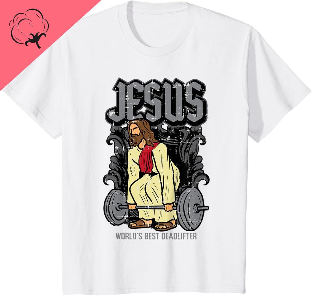 Hot Sale Camisetas Gym Jesus Worlds Best Deadlifter Christian Workout Unisex TShirt Crewneck Vintage Graphic T Shirts