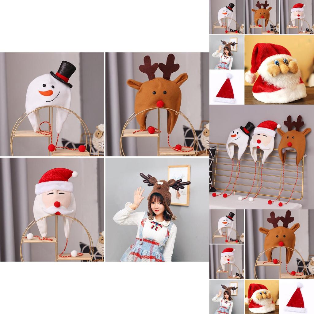Creative Christmas Hat Featuring Cartoon Santa Snowman And Reindeer For Kids And Adults