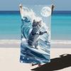 Funny Surfing Cat Microfiber Beach Towel 1 Piece Set 2D Flat Printed Sandproof Waterproof Holiday Sea Surf Sunbed Lounger Towel