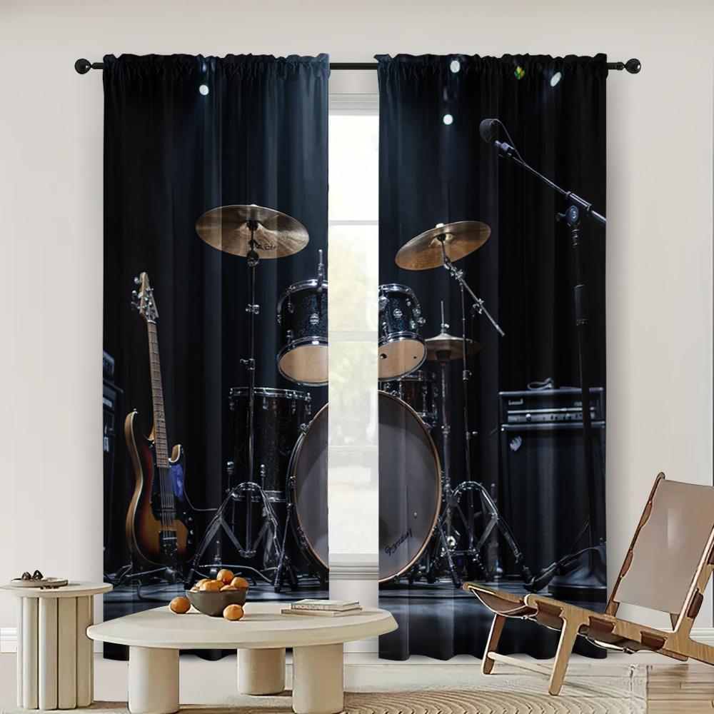 2pc,  Curtains Guitars and Drums Light Filter Party Decorations Suitable for Holiday Party, General Celebration