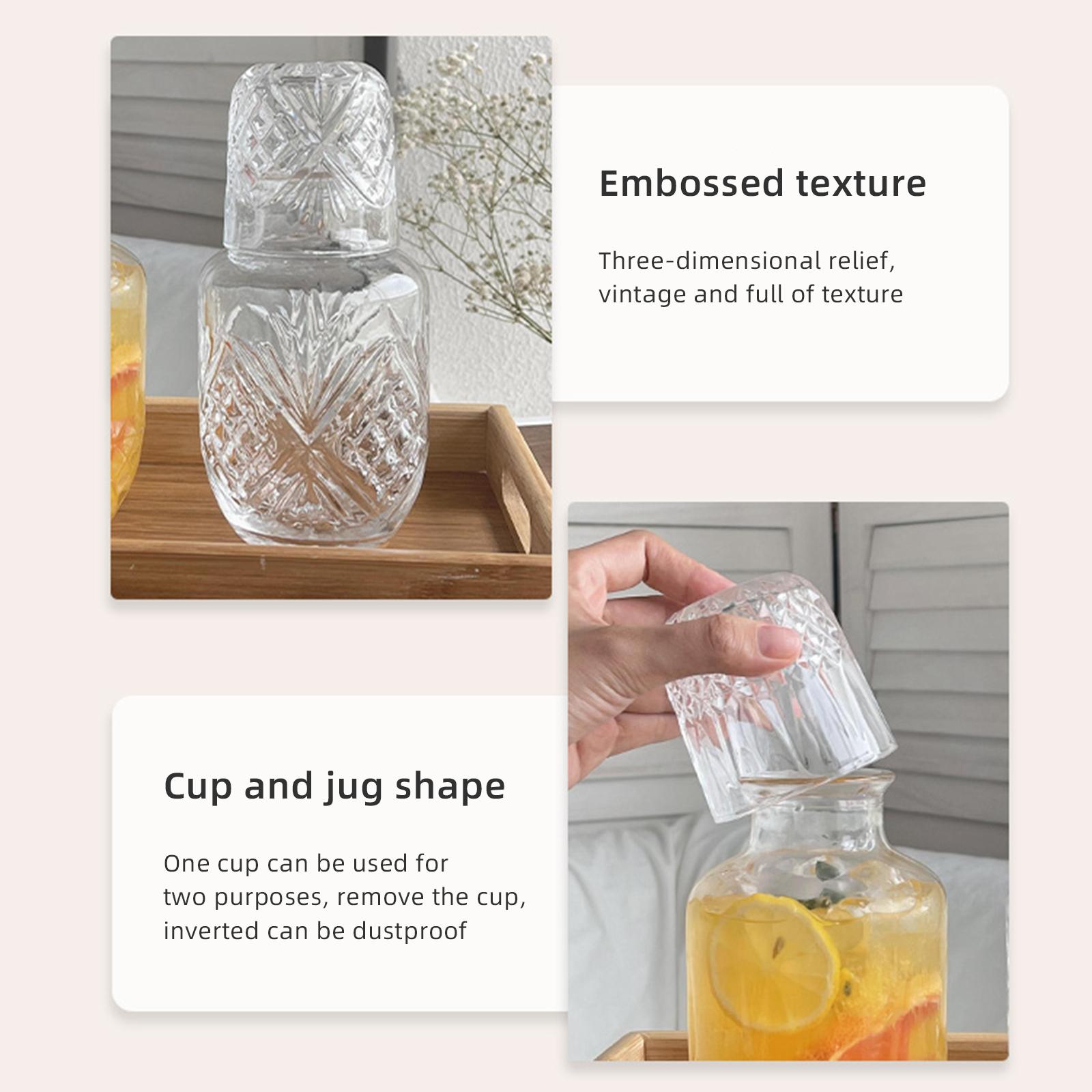 (Ice Flower Set) Embossed Fruit Juice Beverage and Cold Water Pitcher Set