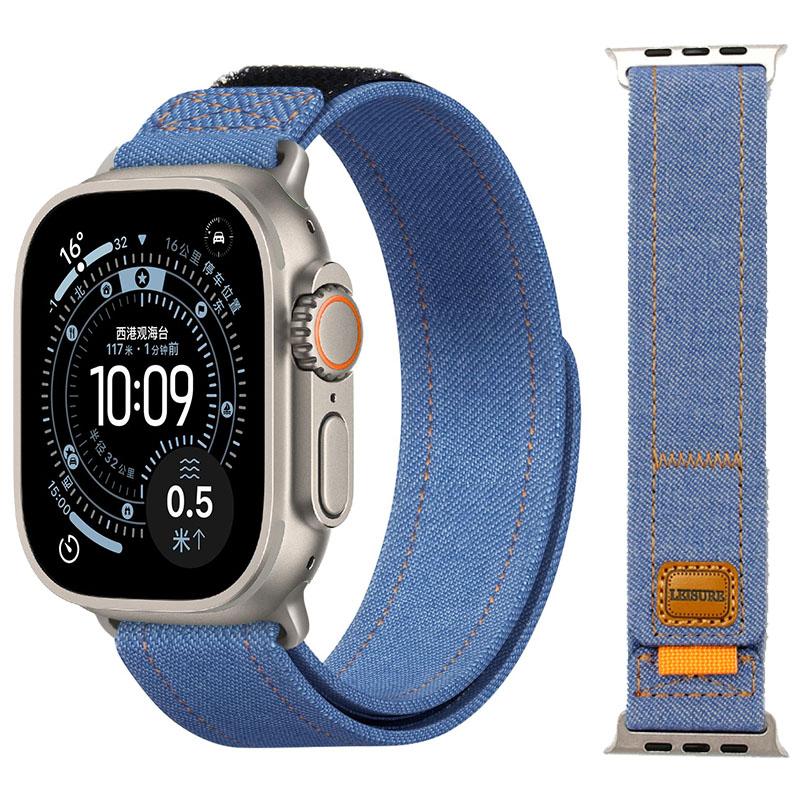 Denim Nylon Armband für Apple Watch Ultra 3-2-1 49mm 11 10 46mm 42mm Geflochtenes Armband iWatch 9 8 7 6 5 4 SE 45mm 44mm 41/40mm Band
