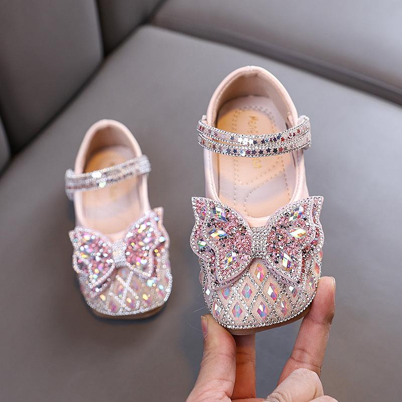 Spring-autumn new style ladylike baby girl girls' princess rhinestone flat shoes, leather shoes, dance performance shoes
