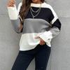 Women's Crew Neck Sweater, Striped for Fall and Winter